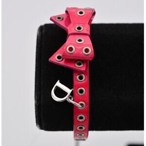 Christian Dior Vintage Bow Bracelet Hot Barbie Pink Patent Leather Signed BinO